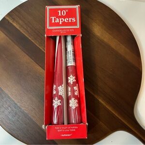 Amscan Vintage 10” Red Taper Candles – Snowflake Design – New in Box